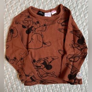 Zara Disney Mickey Fantasia Waffle LS Shirt